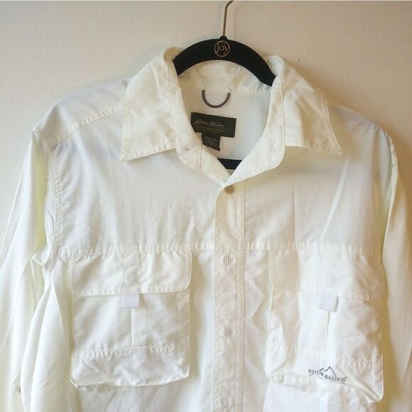 EDDIE BAUER LIGHTWEIGHT TRAVEL SHIRT - CREAM - Picture 3 of 6